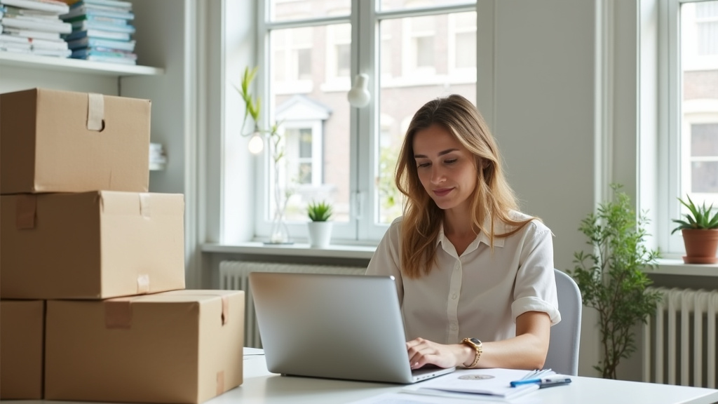 Ondernemer bestelt zakelijke boodschappen op een laptop