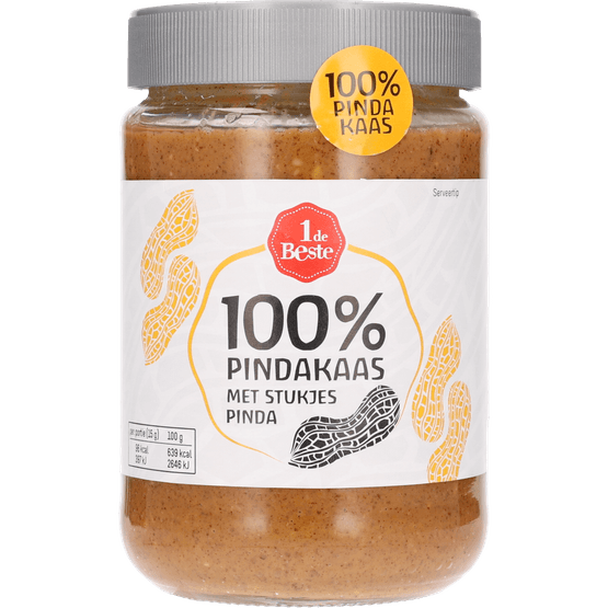 1 de Beste 100% pindakaas met stukjes pinda - Dirk