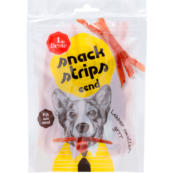 1 de Beste Hondensnacks strips eend - Dirk