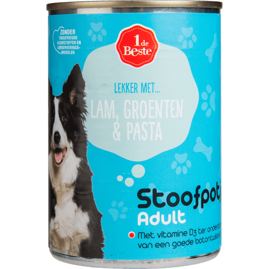 1 de Beste Hondenvoer stoofpotje lam-pasta-groenten - Dirk