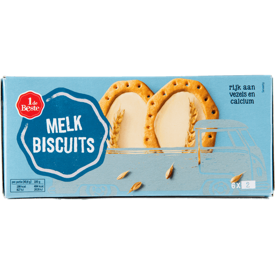 1 de Beste Melkbiscuit naturel 12 stuks - Dirk