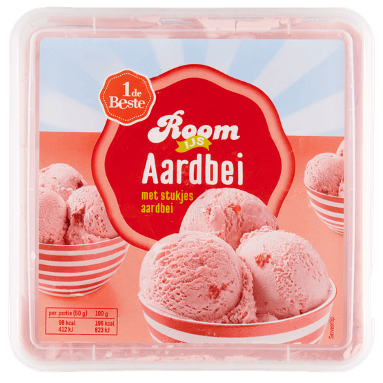 1 de Beste Roomijs aardbei - Dirk