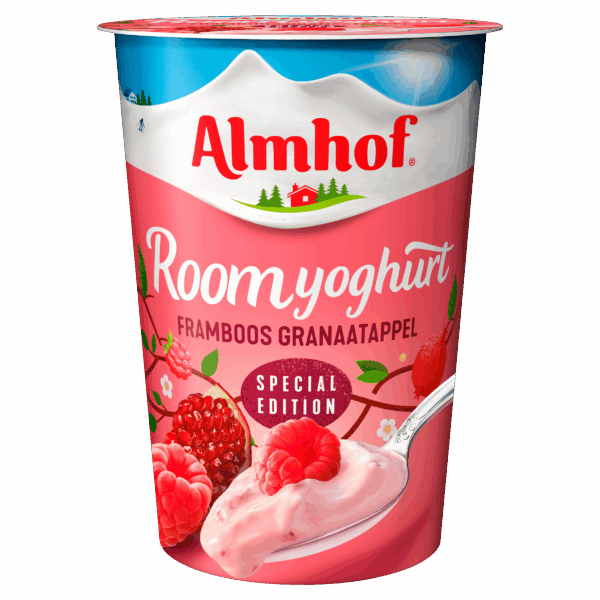 Almhof Roomyoghurt framboos granaatappel - PLUS