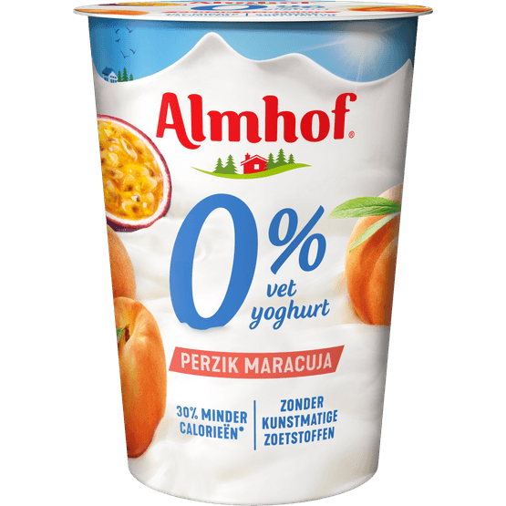 Almhof Yoghurt 0% vet perzik maracuja - Dirk