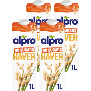 Alpro Haverdrink Zonder Suikers Houdbaar 4 x 1 L - JUMBO