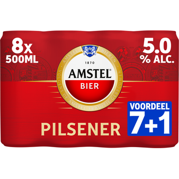 Amstel Pilsener Bier Blik 7+1 x 500ml Voordeelpack - JUMBO