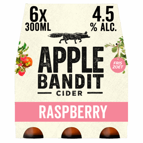Apple Bandit Raspberry cider fles - PLUS