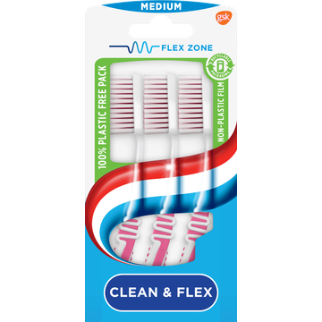 Aquafresh Clean&Flex Medium dagelijkse Tandenborstel 2+1 gratis - JUMBO