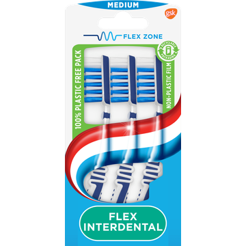 Aquafresh Flex Interdental Medium dagelijkse Tandenborstel 2+1 gratis in 100% plasticvrije verpakking - JUMBO