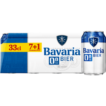 Bavaria - 0.0% Alcoholvrij - Blik Voordeelpack - 7+1 - JUMBO