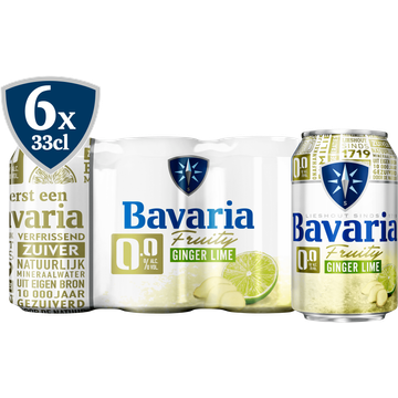 Bavaria - Fruity Ginger Lime - 0.0% Alcoholvrij - Blik - 6x330ML - JUMBO