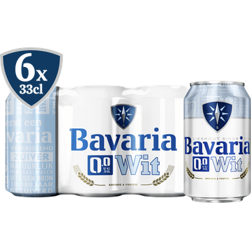 Bavaria - Wit Bier - 0.0% Alcoholvrij - Blik - 6 x 330ML - JUMBO