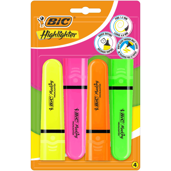Bic Highlighters Flat Neon - PLUS