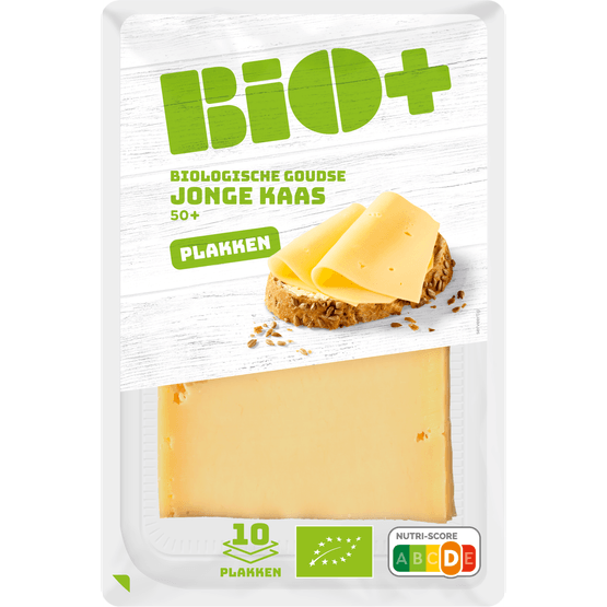 Bio+ Biologische goudse jonge kaas plakken 50+ - Dirk
