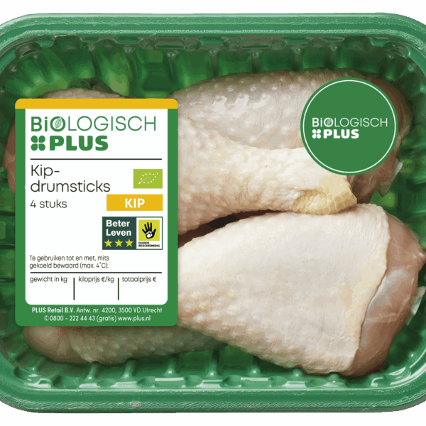 Biologisch PLUS Kipdrumsticks - PLUS