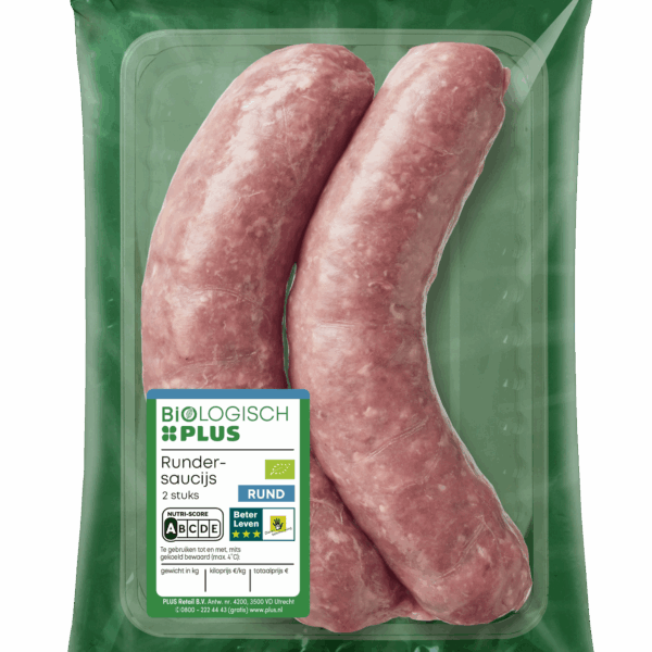 Biologisch PLUS Rundersaucijs 2 stuks - PLUS