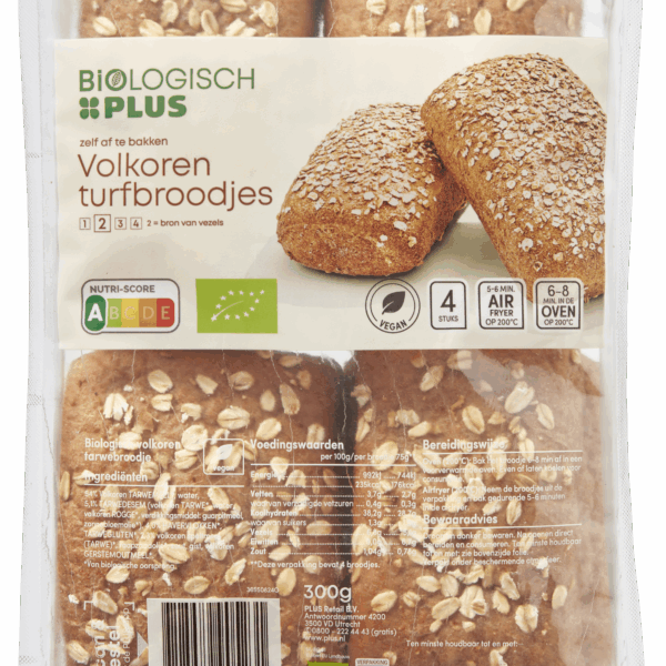 Biologisch PLUS Volkoren turfbroodjes - PLUS