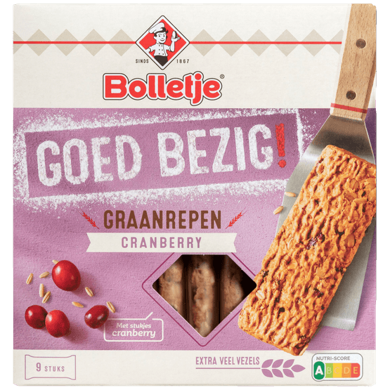 Bolletje Goed bezig krokante graanrepen cranberry - Dirk