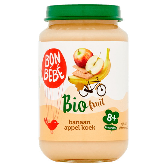 Bonbébé Fruithapje 8+ maanden banaan-appel-koek - Dirk