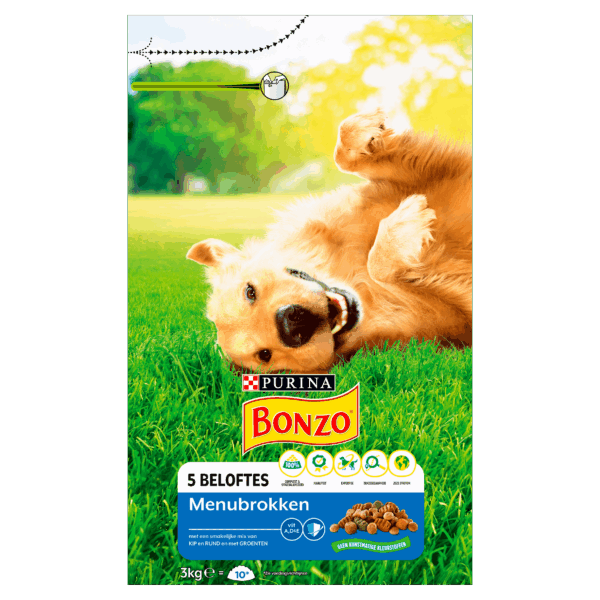Bonzo Adult menubrokken hondenvoer kip - PLUS