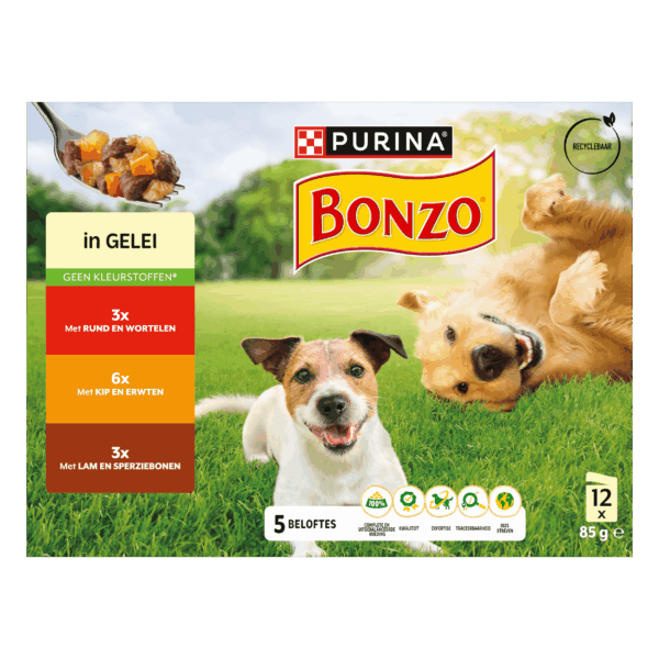 Bonzo Maaltijdzakjes in gelei - PLUS