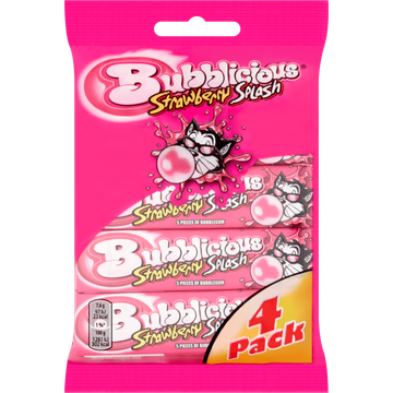 Bubblicious kauwgom Strawberry Splash 4 x 38 g - JUMBO