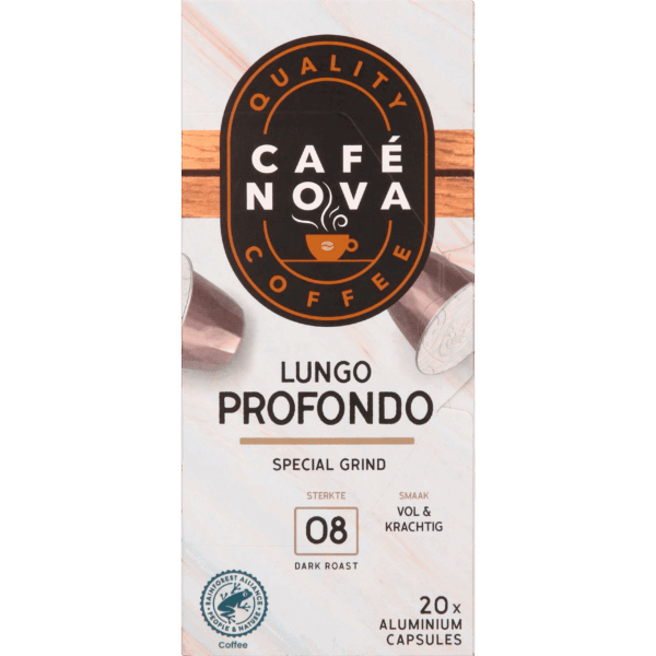 Café Nova Koffiecups lungo profundo sterkte 8 - PLUS