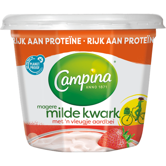 Campina Magere kwark aardbei - Dirk
