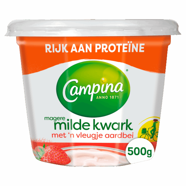 Campina Magere kwark met 'n vleugje aardbei - PLUS