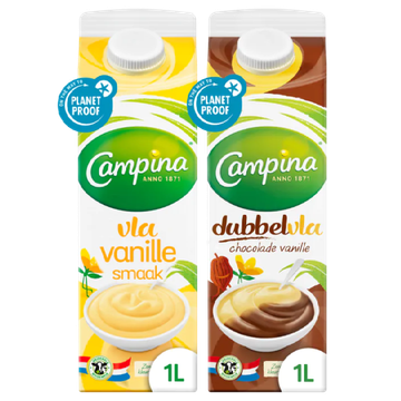 Campina Vla Vanille & Campina Dubbel Vla Vanille Chocolade - JUMBO