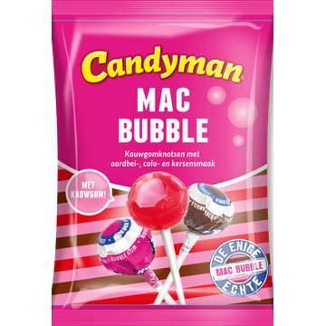 Candyman Mac Bubble Kauwgomknotsen met Aardbei-