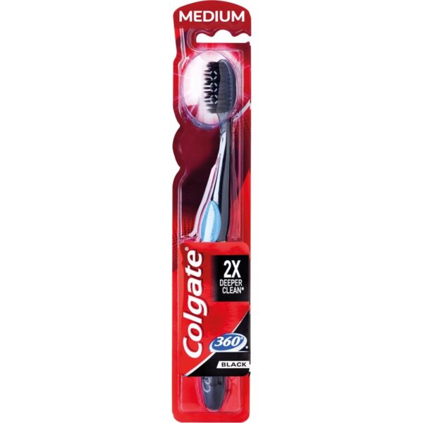 Colgate 360 Black Charcoal Medium Tandenborstel - Albert Heijn