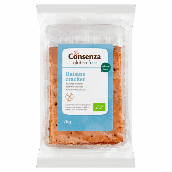 Consenza Cracker Rozijnen Biologisch Glutenvrij - PLUS