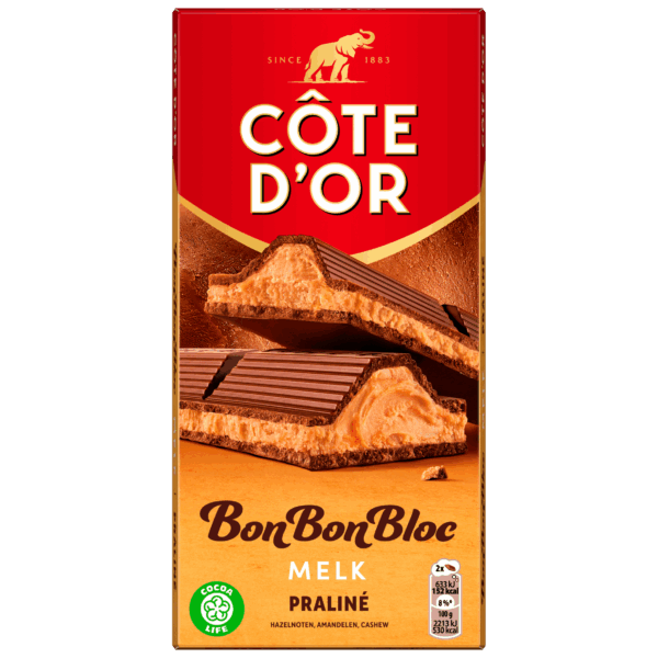 Côte d'Or BonBonBloc Chocoladereep Praliné Melk - PLUS