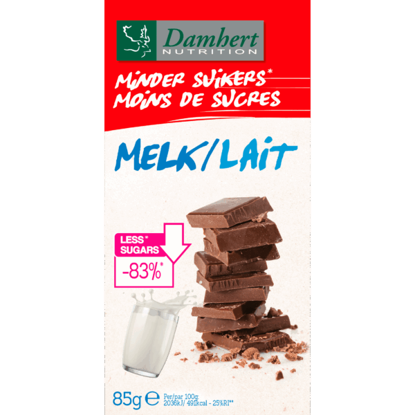 Damhert Chocoladetablet Melk Minder Suikers - PLUS