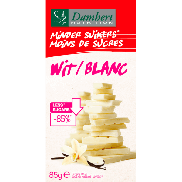 Damhert Chocoladetablet Wit Minder Suikers - PLUS