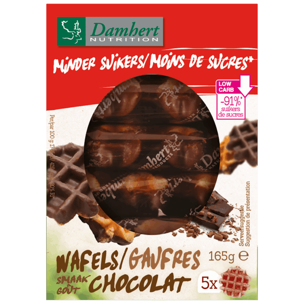 Damhert Wafels chocoladesmaak minder suikers - PLUS
