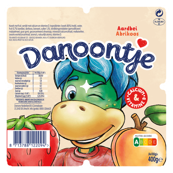 Danoontje Kinder Fruitkwark Toetjes Aardbei Abrikoos - Dirk