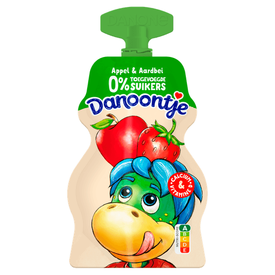 Danoontje Yoghurt Tussendoortje Knijpyoghurt Aardbei Appel Zonder Toegevoegde Suikers - Dirk