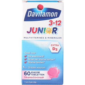 Davitamon Junior 3-12 kauwvitamines framboos - JUMBO