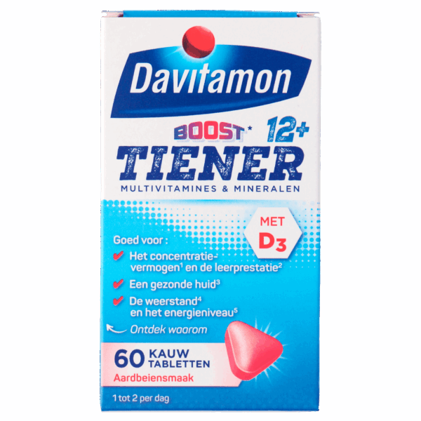 Davitamon Vitamine Boost 12+ Kauwtablet Aardbei - PLUS