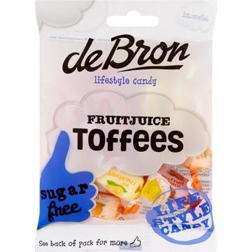 De Bron Fruitjuice Toffees Sugarfree - JUMBO