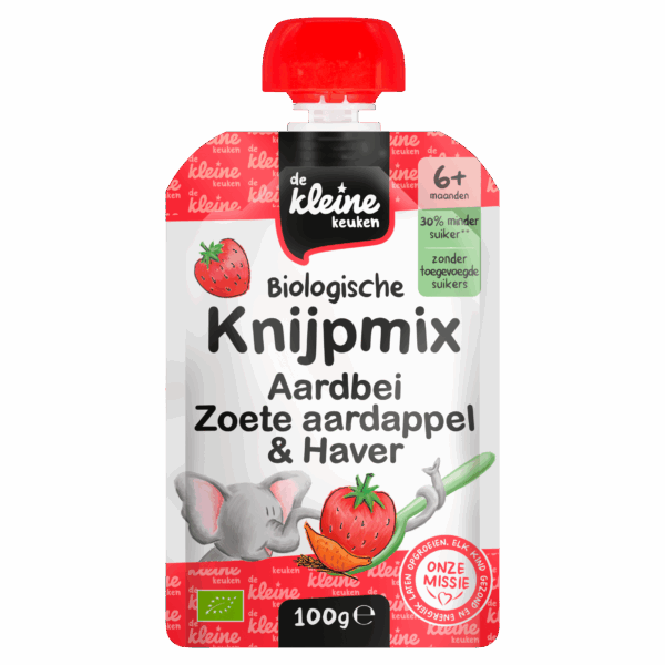 De Kleine Keuken Bio knijpmix 6+ aardbei zoete aardappe - PLUS
