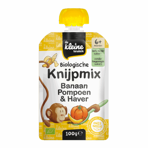 De Kleine Keuken Bio knijpmix 6+ banaan pompoen - PLUS