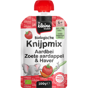 De Kleine Keuken Biologische Knijpmix Aardbei Zoete Aardappel & Haver 6+ Maanden - JUMBO