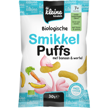 De Kleine Keuken Biologische Smikkel Puffs met Banaan & Wortel 7+ Maanden - JUMBO