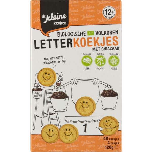 De Kleine Keuken Letterkoekjes met Chiazaad 12m Bio - Albert Heijn