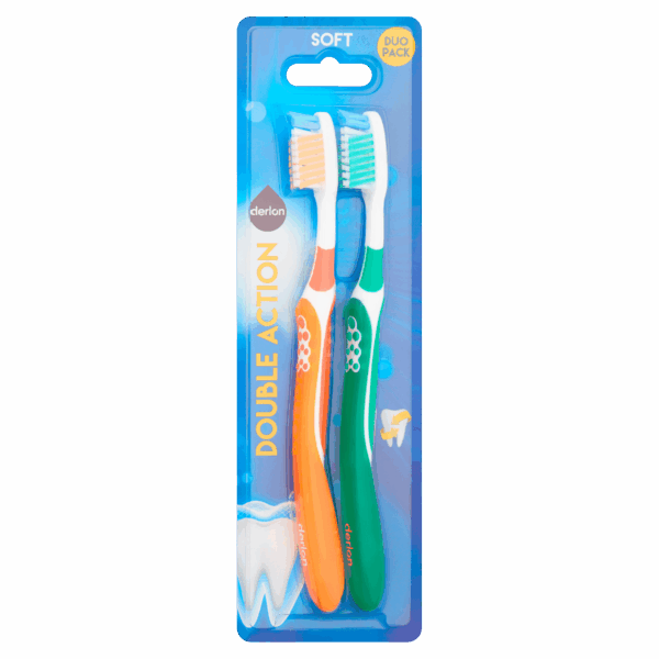 Derlon Tandenborstel Double Action Soft 2-pak - PLUS