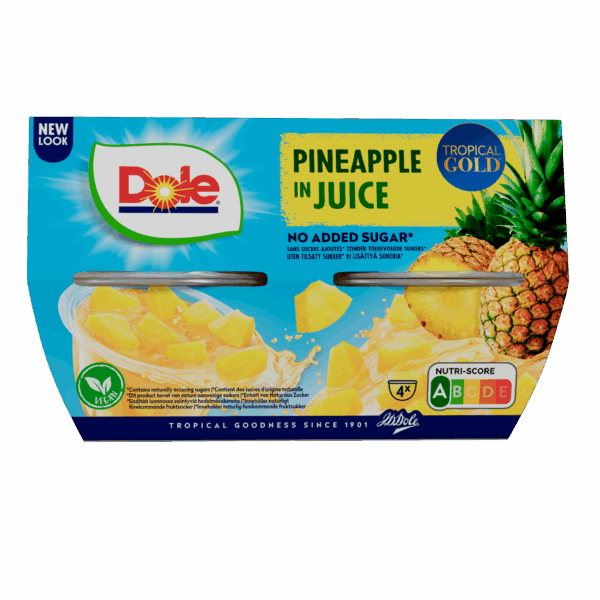 Dole Fruitcups ananas 4 stuks - PLUS