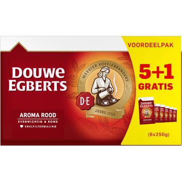 Douwe Egberts Aroma Rood Snelfiltermaling Voordeelpak 5+1 Gratis - JUMBO